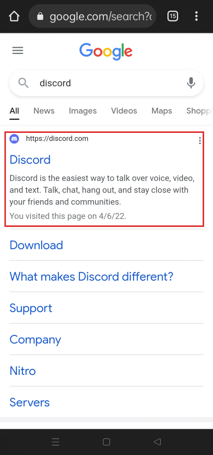 search discord on google phone