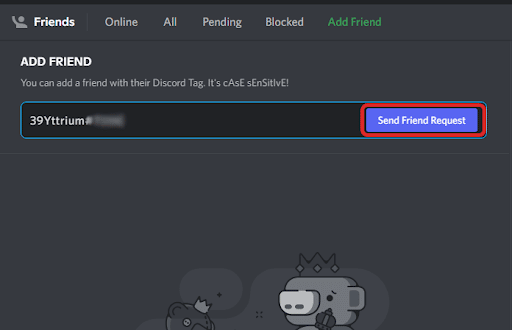 send friend request button Discord