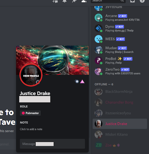 view profile on Discord
