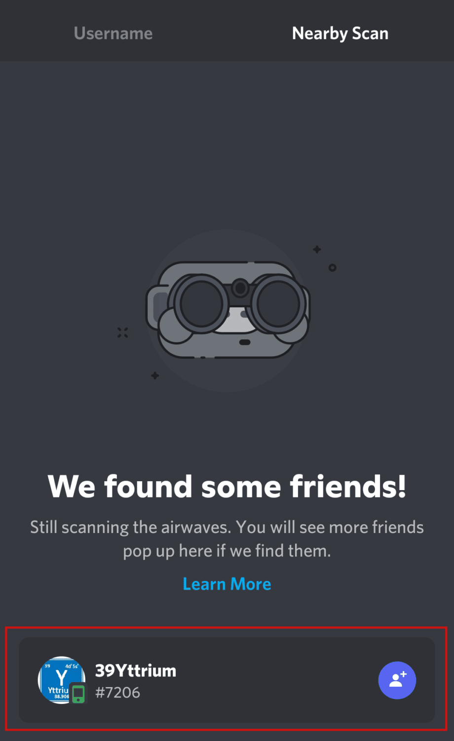 we found some friends on Discord mobile