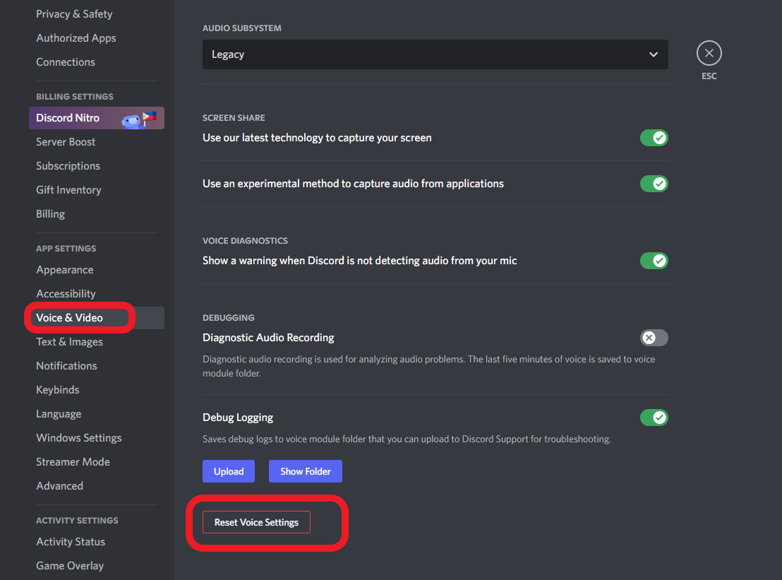 discord app settings voice and video