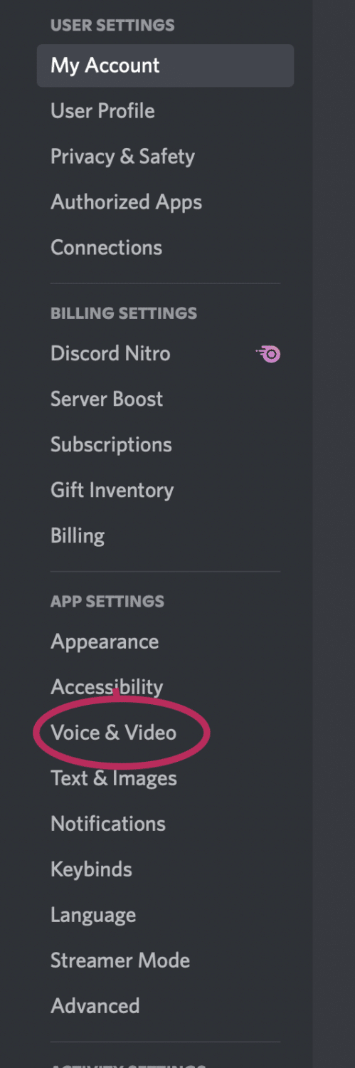discord app settings voice and video