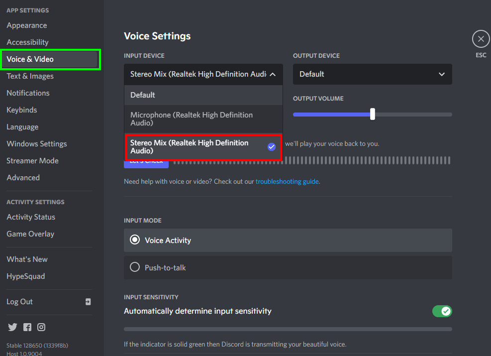 discord voice settings