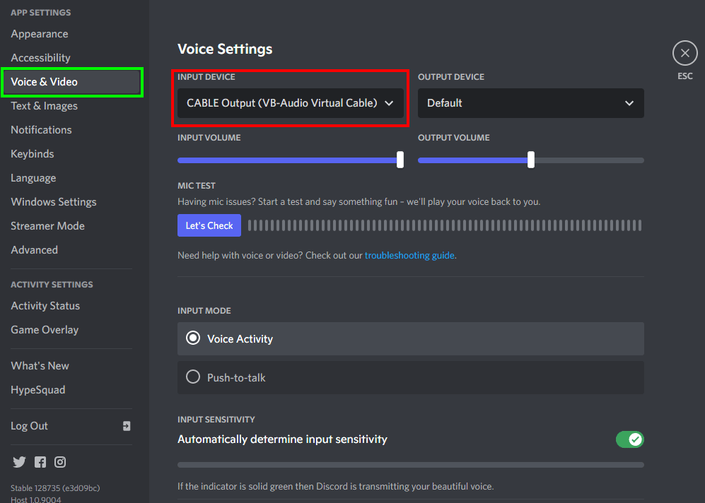 discord voice settings input device