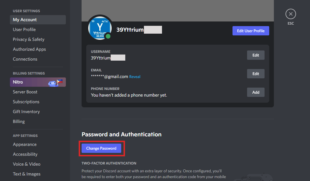 discord change password desktop