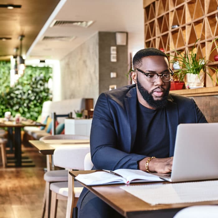 man working on laptop