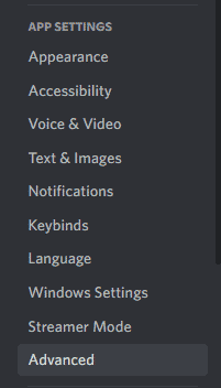 app settings advanced