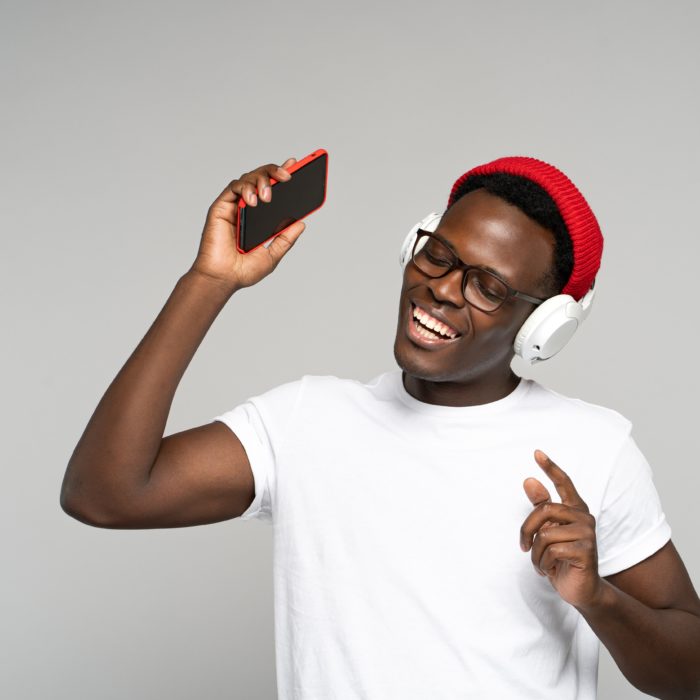 african-american man with headphones