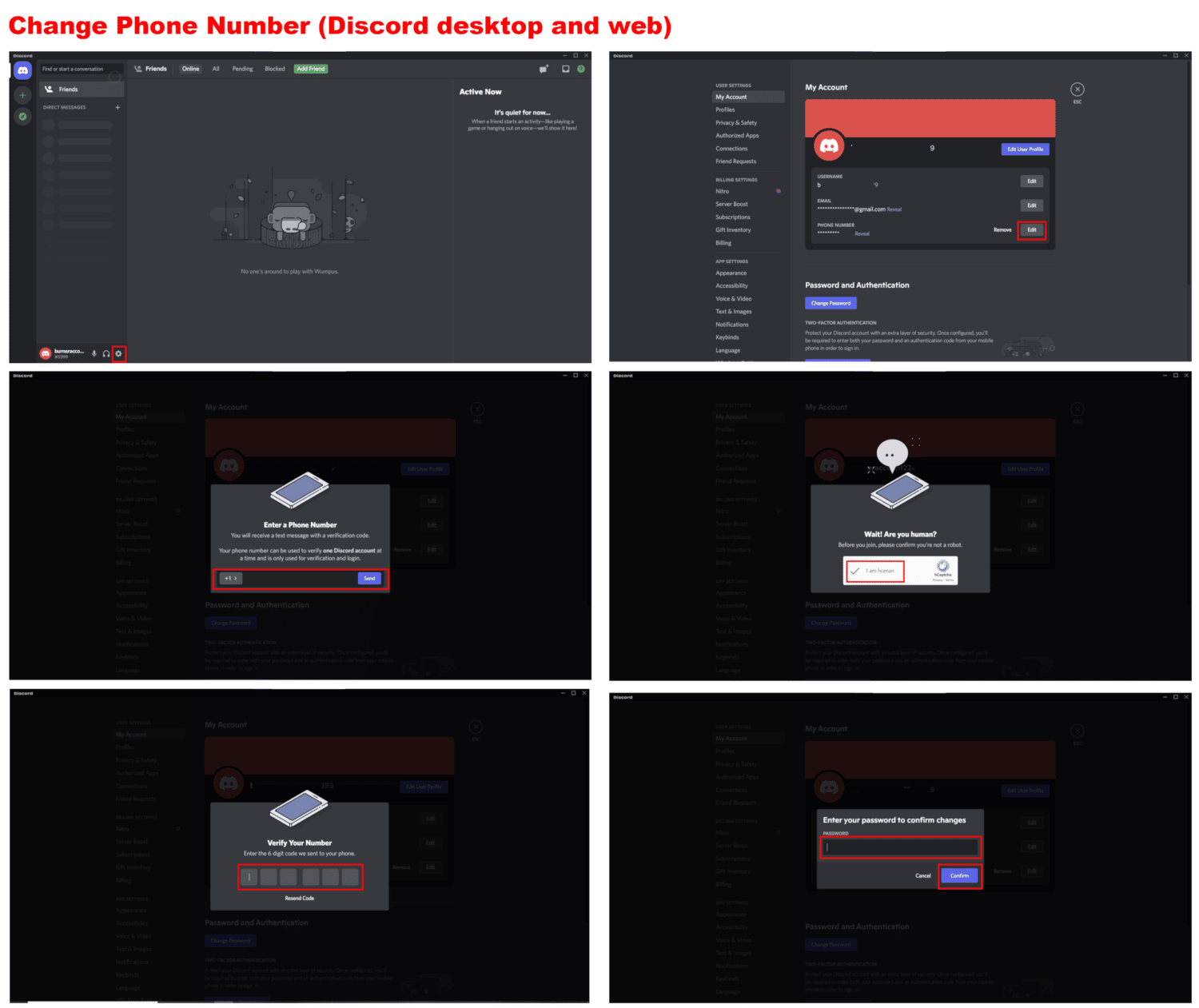 Discord web change phone number