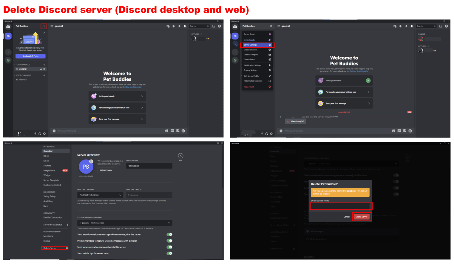 Discord desktop delete server