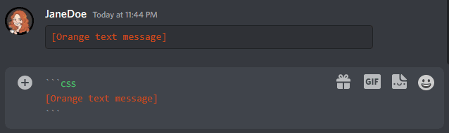 orange text message Discord