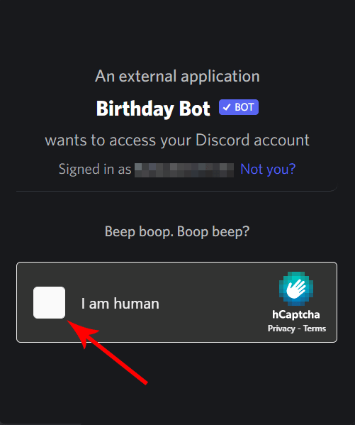 Discord birthday bot install captcha