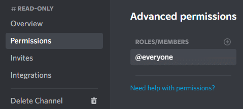 Discord channel permissions