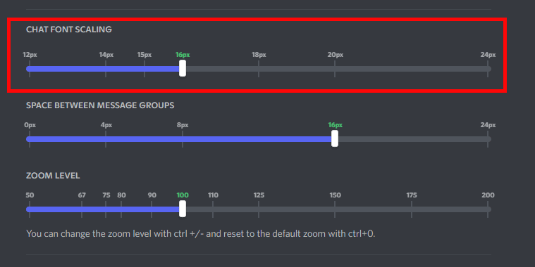 chat font scaling