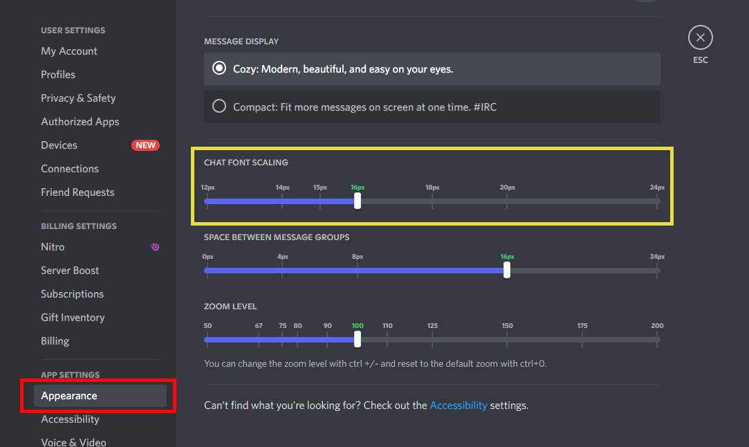 discord chat font scaling