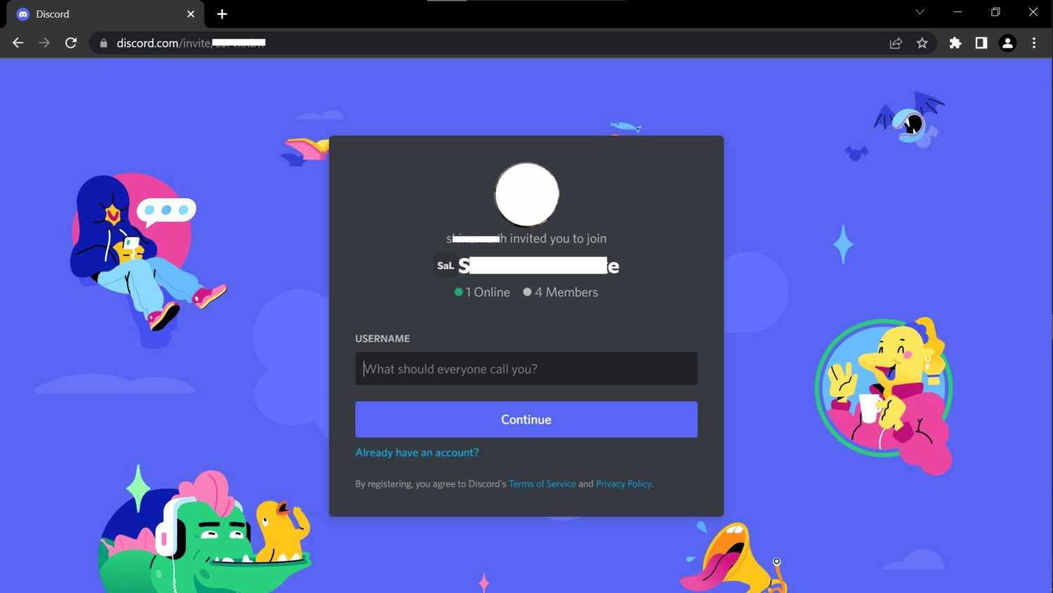 enter username Discord