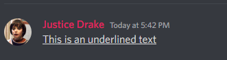 underlined message sent on Discord chat