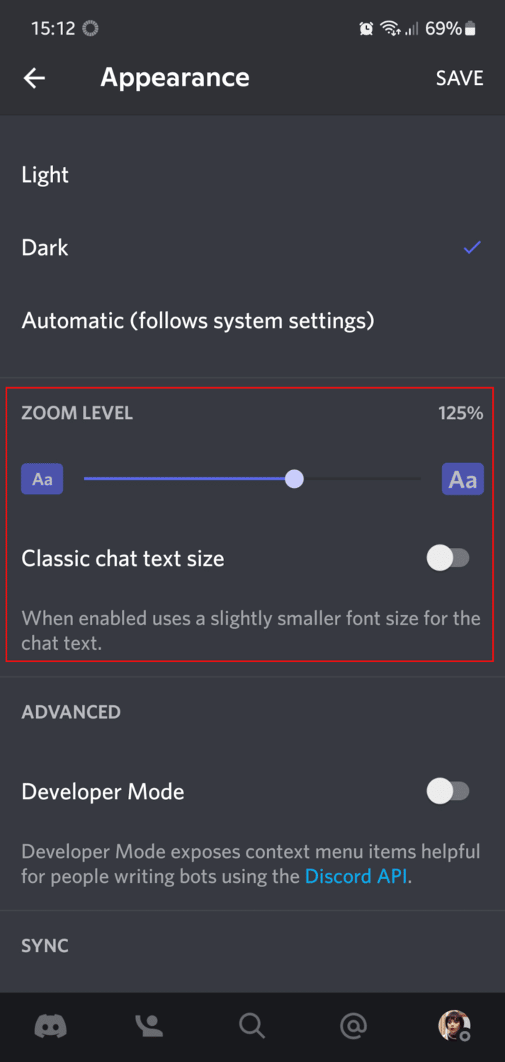 zoom level discord mobile
