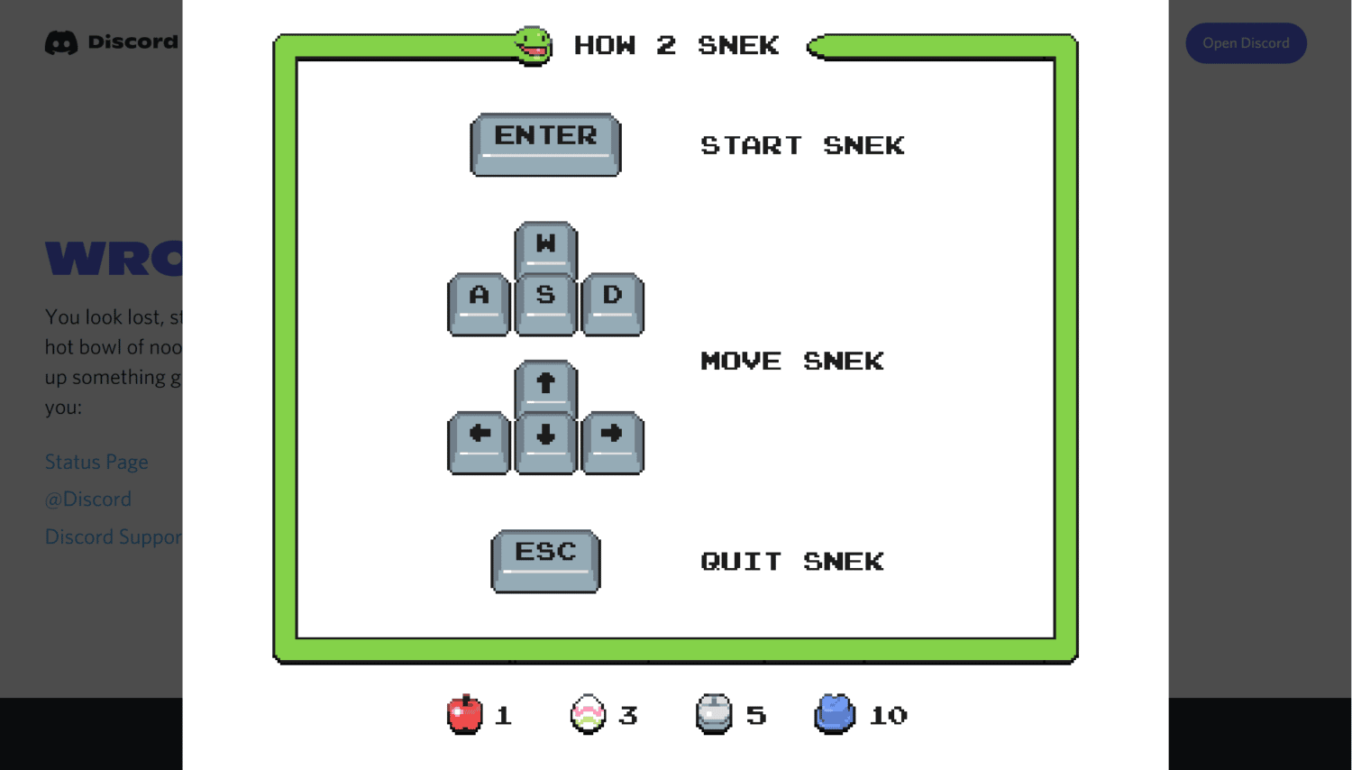 Discord Snake Game Gameplay Instructions