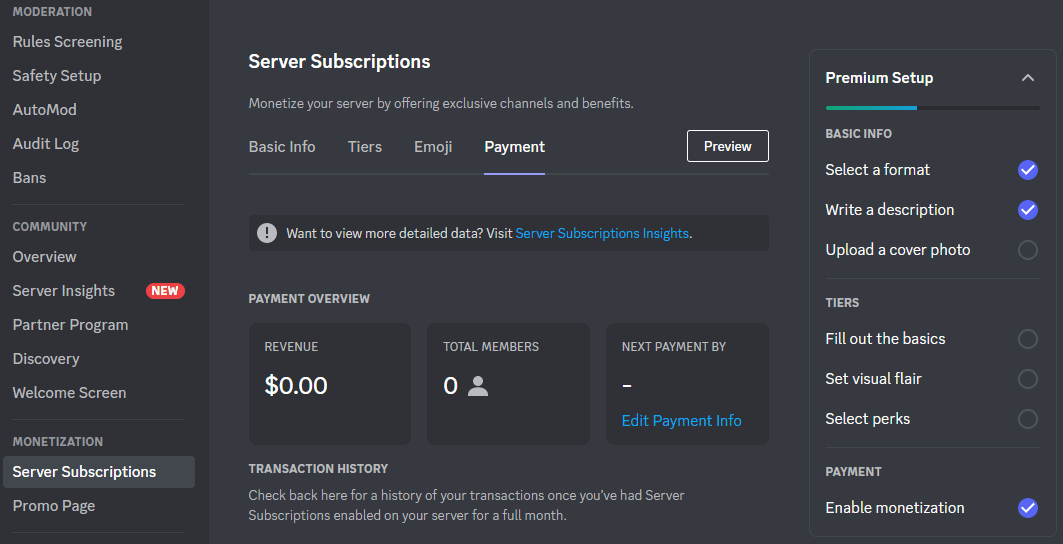Monetization options and information in your Discord Community Server