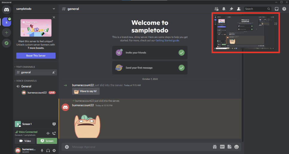 Successfully starting your live stream on Discord
