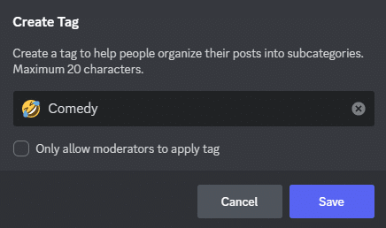 create tags on Discord