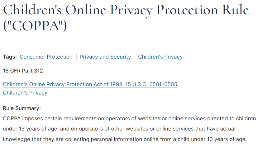 Childrens Online Privacy Protection Rule